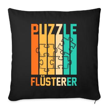 Puzzlefan Puzzler Puzzleteile Puzzle - Sofakissenbezug 45 x 45 cm - Schwarz - Vorne
