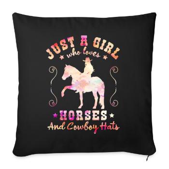 Horse Love - charme Western élégant - Housse de coussin décorative 45 x 45 cm - noir - Devant