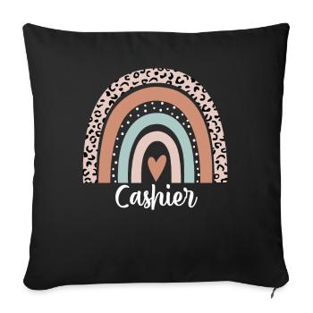 Cashier Rainbow Leopard Funny Cashier Appreciation - Sofa pillowcase 17,3'' x 17,3'' (45 x 45 cm) - black - Front