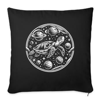 Turtle in the Sea of Stars: Galactic Journey - Sofa pillowcase 17,3'' x 17,3'' (45 x 45 cm) - black - Front
