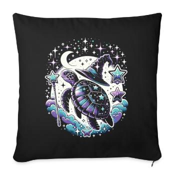 Magic Meets Turtle: Star Charmer - Sofa pillowcase 17,3'' x 17,3'' (45 x 45 cm) - black - Front