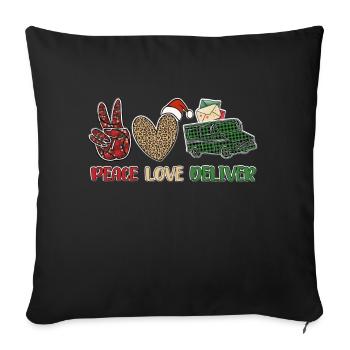 Peace Love Deliver - Sofakissenbezug 45 x 45 cm - Schwarz - Vorne