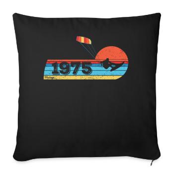 Kitesurf Anniversaire Vintage 1975 Né - Housse de coussin décorative 45 x 45 cm - noir - Devant