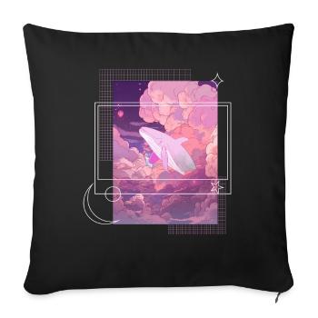 Lofi Japanese Aesthetic Pastel Fantasy Whale In Cl - Sofakissenbezug 45 x 45 cm - Schwarz - Vorne