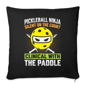Pickleball Ninja - Silent With The Paddle - Sofa pillowcase 17,3'' x 17,3'' (45 x 45 cm) - black - Front