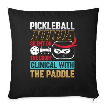 Pickleball Ninja - Silent With The Paddle - Sofa pillowcase 17,3'' x 17,3'' (45 x 45 cm) - black - Front