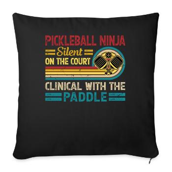 Pickleball Ninja - Silent With The Paddle - Sofa pillowcase 17,3'' x 17,3'' (45 x 45 cm) - black - Front