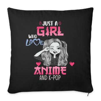 Just A Girl Who Loves Anime And K-Pop African Amer - Sofakissenbezug 45 x 45 cm - Schwarz - Vorne