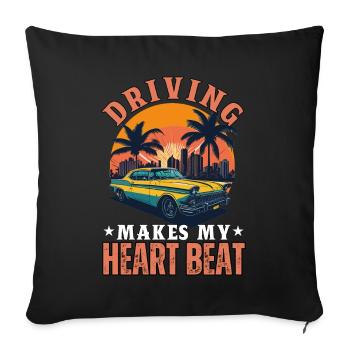 Conduire fait battre mon cœur - Housse de coussin décorative 45 x 45 cm - noir - Devant
