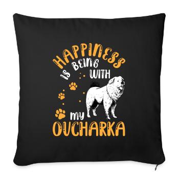 Ovcharka rend heureux le chien caucasien - Housse de coussin décorative 45 x 45 cm - noir - Devant