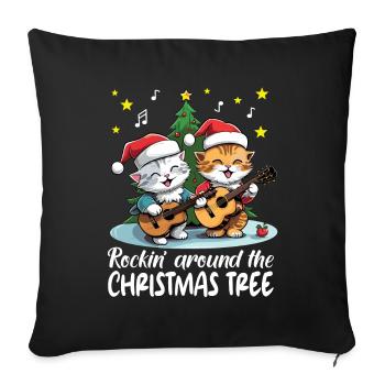 Cats celebrate Christmas with guitars, rock'n'roll - Sofa pillowcase 17,3'' x 17,3'' (45 x 45 cm) - black - Front