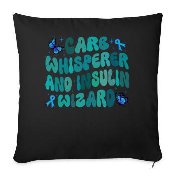 Carb Whisperer And Insulin Wizard - Sofa pillowcase 17,3'' x 17,3'' (45 x 45 cm) - black - Front