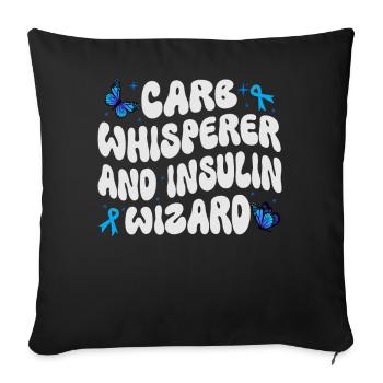 Chuchoteur de glucides et assistant de l’insuline - Housse de coussin décorative 45 x 45 cm - noir - Devant