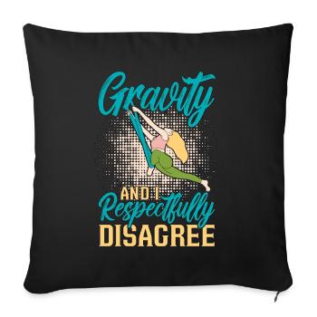 Gravité aérienne et moi respectueusement le yoga aérien - Housse de coussin décorative 45 x 45 cm - noir - Devant