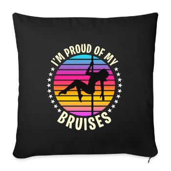 Pole Dancing I'm Proud Of My Bruises Pole Fitness - Sofa pillowcase 17,3'' x 17,3'' (45 x 45 cm) - black - Front