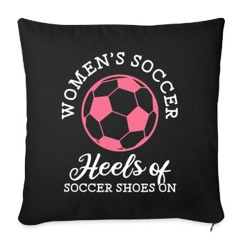 Soccer féminin, Football féminin, Football féminin - Housse de coussin décorative 45 x 45 cm - noir - Devant