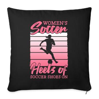 Soccer féminin, Soccer féminin, Soccer féminin - Housse de coussin décorative 45 x 45 cm - noir - Devant