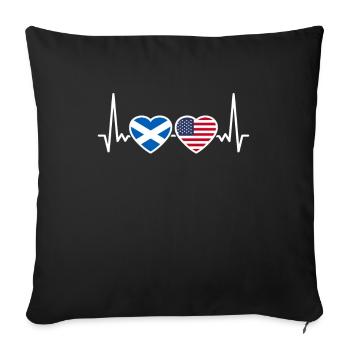 Scotland USA Heartbeat Flag Scottish - Sofa pillowcase 17,3'' x 17,3'' (45 x 45 cm) - black - Front