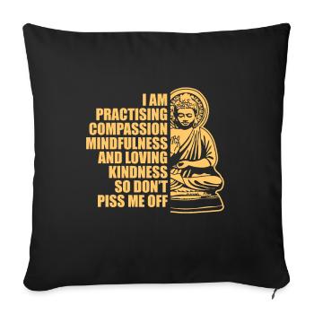 Méditation méditer Zen Yoga cadeau - Housse de coussin décorative 45 x 45 cm - noir - Devant