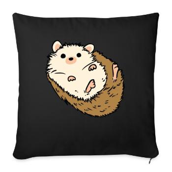 Hérisson mignon pour les amoureux des animaux Hérisson - Housse de coussin décorative 45 x 45 cm - noir - Devant