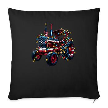 Tracteur américain avec guirlandes lumineuses pour la vie de village - Housse de coussin décorative 45 x 45 cm - noir - Devant