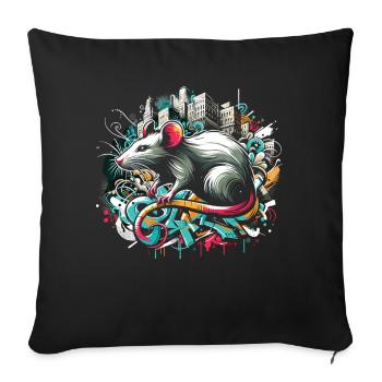 Graffiti Rat: Urban Intelligence - Sofa pillowcase 17,3'' x 17,3'' (45 x 45 cm) - black - Front