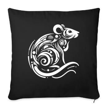 Rat in Abstraction: Artful Lines - Sofa pillowcase 17,3'' x 17,3'' (45 x 45 cm) - black - Front