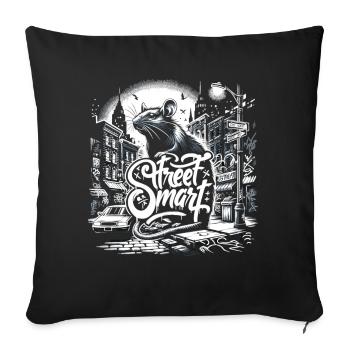 Art de rue sur les rats - Housse de coussin décorative 45 x 45 cm - noir - Devant