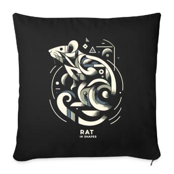 Rat abstrait : formes et fantaisie - Housse de coussin décorative 45 x 45 cm - noir - Devant