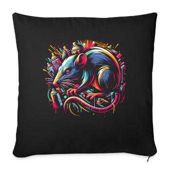 Rat dans la jungle du graffiti : l’art urbain - Housse de coussin décorative 45 x 45 cm - noir - Devant