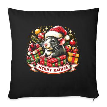 Merry Rat - Joyeux Noël - Housse de coussin décorative 45 x 45 cm - noir - Devant