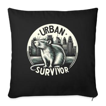 Le rat dans la métropole : la nature sauvage urbaine - Housse de coussin décorative 45 x 45 cm - noir - Devant