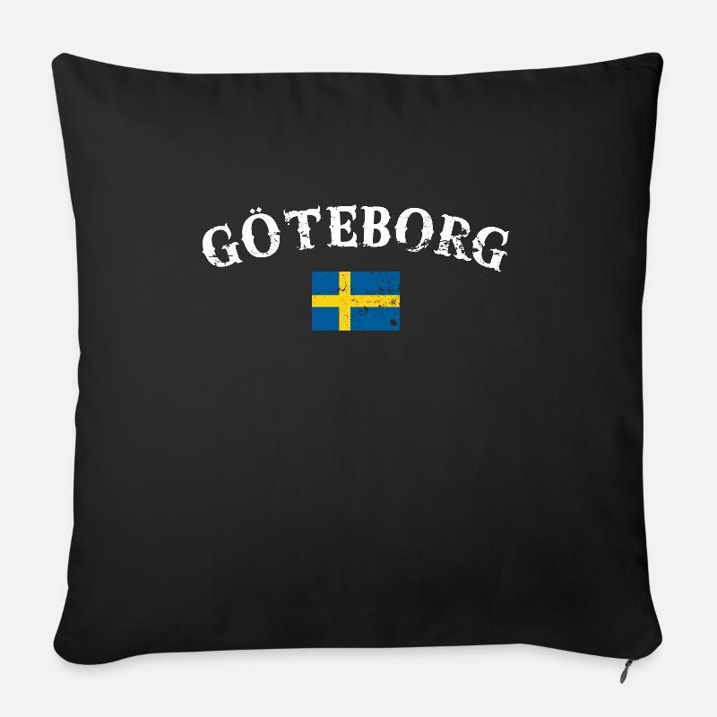 Göteborg Vintage Schweden Schwedische Flagge - Sofakissenbezug 45 x 45 cm - Schwarz