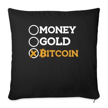 Argent Or Bitcoin Crypto-monnaie Blockchain - Housse de coussin décorative 45 x 45 cm - noir - Devant