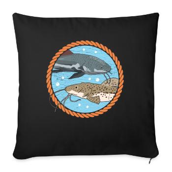Catfish Fish Catfish Angler Catfish Gift - Sofa pillowcase 17,3'' x 17,3'' (45 x 45 cm) - black - Front