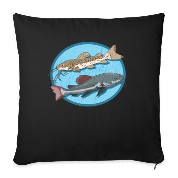 Poisson-chat | Poisson-chat pêche pêcheur silure cadeau - Housse de coussin décorative 45 x 45 cm - noir - Devant