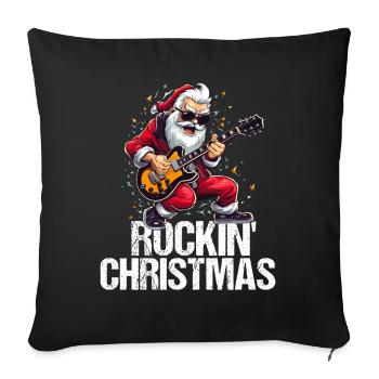 Le Père Noël fête Noël avec du rock’n’roll - Housse de coussin décorative 45 x 45 cm - noir - Devant
