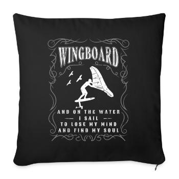 Wingfoil Surfer Wingfoil Planche Kitefoil - Housse de coussin décorative 45 x 45 cm - noir - Devant