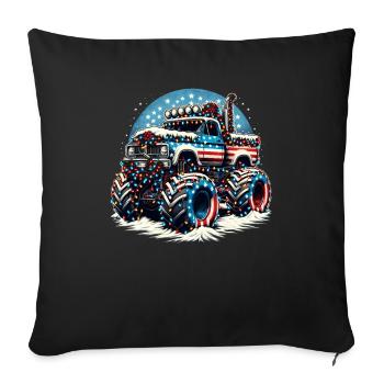 USA Monster Truck - Christmas Lights String Lights - Sofa pillowcase 17,3'' x 17,3'' (45 x 45 cm) - black - Front