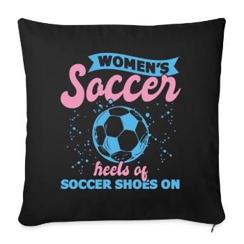 Soccer féminin, Football féminin, Football féminin - Housse de coussin décorative 45 x 45 cm - noir - Devant