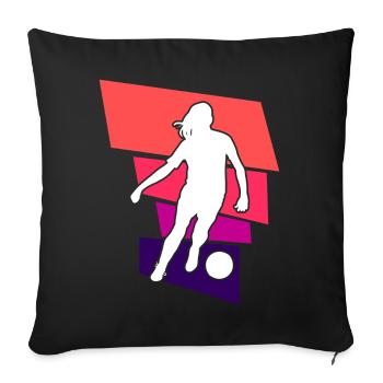 Soccer féminin, Football féminin, Football féminin - Housse de coussin décorative 45 x 45 cm - noir - Devant