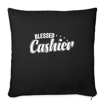 Bénir le vendeur de caissier supermarché - Housse de coussin décorative 45 x 45 cm - noir - Devant