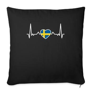 Schweden Herzschlag Schwedische Flagge Schwede - Sofakissenbezug 45 x 45 cm - Schwarz - Vorne