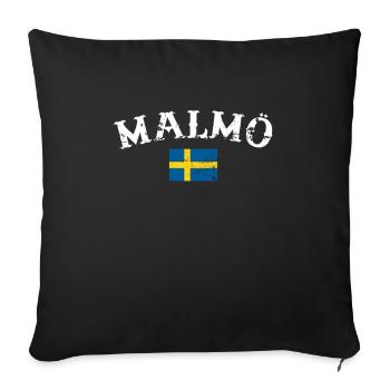 Malmö Vintage Schweden Schwedische Flagge Schwede - Sofakissenbezug 45 x 45 cm - Schwarz - Vorne