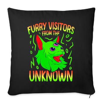 Cat Alien, UFO, UAP, Space, Space Flying Object - Sofa pillowcase 17,3'' x 17,3'' (45 x 45 cm) - black - Front
