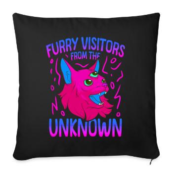 Cat Alien, UFO, UAP, Space, Space Flying Object - Sofa pillowcase 17,3'' x 17,3'' (45 x 45 cm) - black - Front