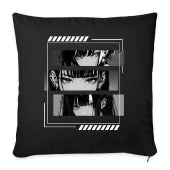 Anime Girls Eyes Soft Grunge Aesthetic Japanese Ma - Sofakissenbezug 45 x 45 cm - Schwarz - Vorne