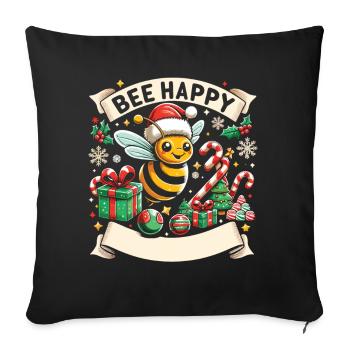 Abeille de Noël : joie festive - Housse de coussin décorative 45 x 45 cm - noir - Devant