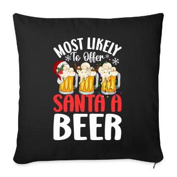 Le plus susceptible d’offrir au Père Noël une bière amusante à boire - Housse de coussin décorative 45 x 45 cm - noir - Devant