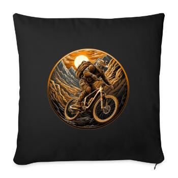 Mountain biker, mountain bike, mountains, sun - Sofa pillowcase 17,3'' x 17,3'' (45 x 45 cm) - black - Front